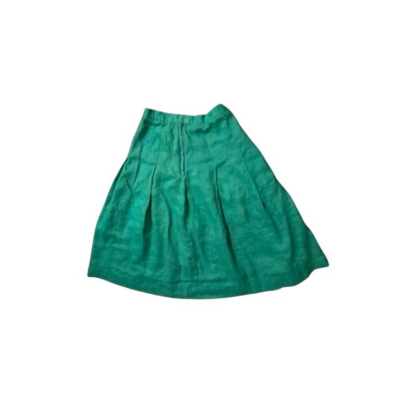 Handmade Vintage 80's Pleated Green Skirt Midi Zip Back S 24 Inch  Fairy Isle - Picture 2 of 4